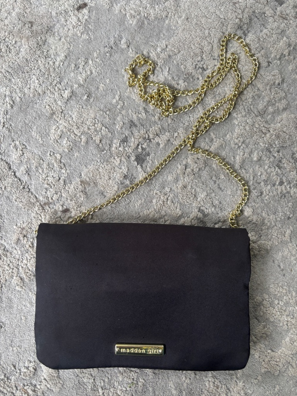Madden Girl Black Clutch with Gold Chain Strap